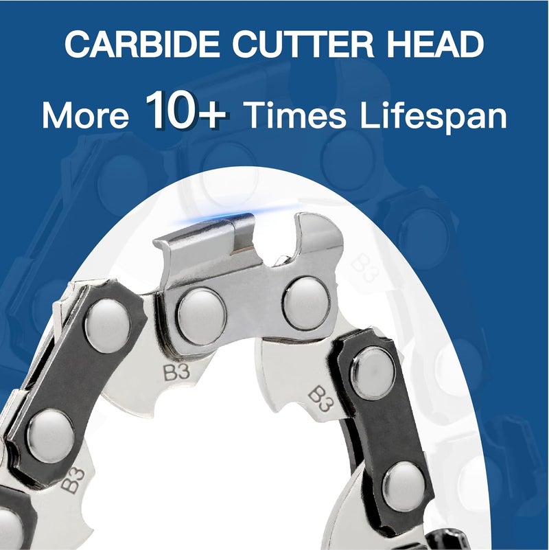 Zentop Carbide Chainsaw Chain 18 Inch, 3/8" LP Pitch, .050" Gauge, 62 Drive Links, Fits Poulan 4018, 4218, Echo CS-3400, CS-3450 and More, 1 Chain - Image 2